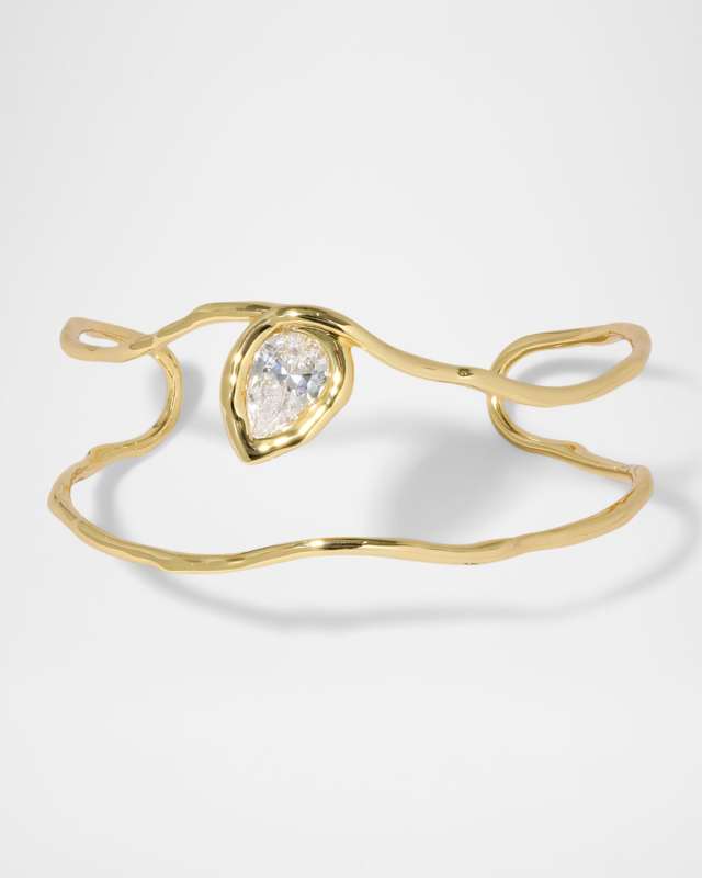 Asterales Gold Flat CZ Cuff Bracelet